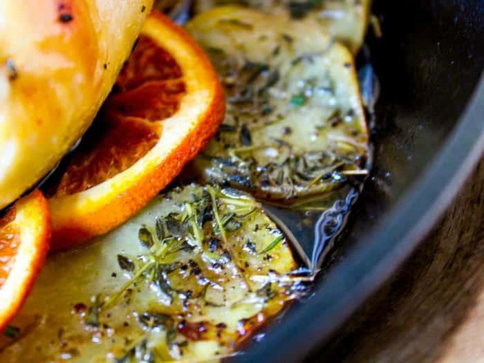 Orange Herb Roasted Chicken by Xomora horizontal potatoes