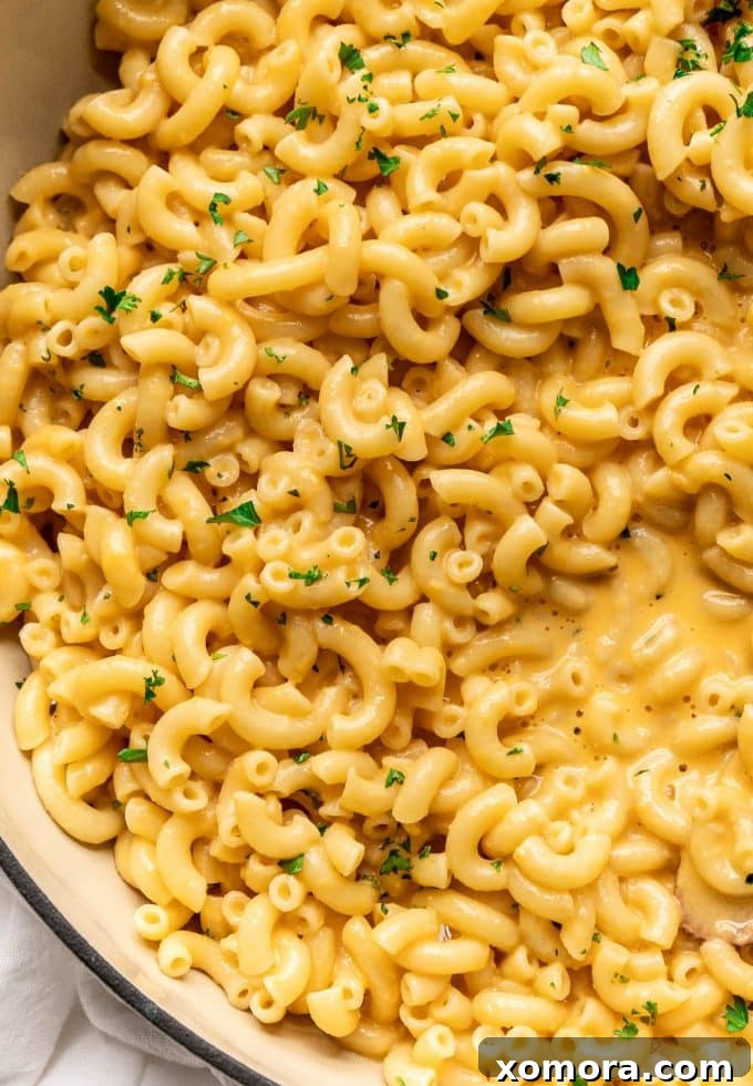 Velvety Homemade Mac & Cheese Delight 2 A bowl of creamy, golden macaroni and cheese ready to be served