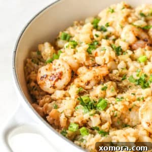 Cajun Shrimp & Cauliflower Rice, a low-carb one-pot dish.