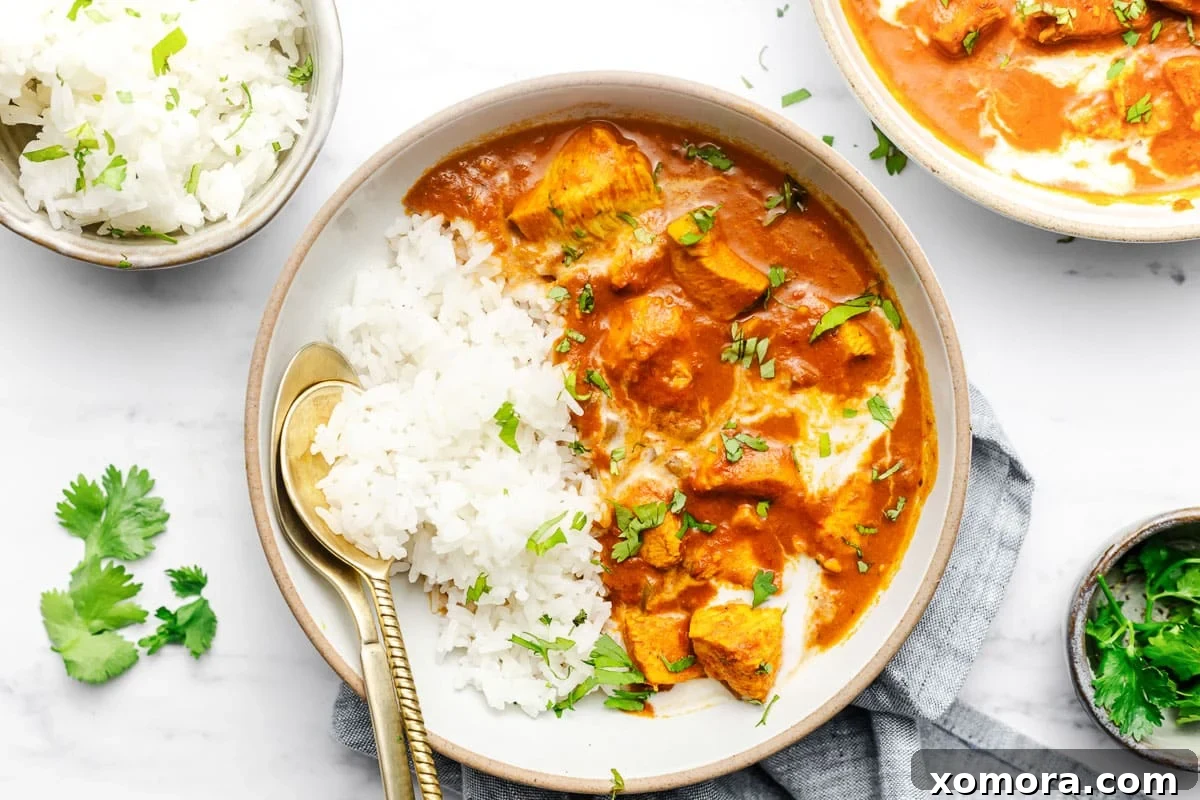 Creamy Dairy-Free Instant Pot Butter Chicken 6 Another appealing shot of the dairy-free butter chicken, highlighting its texture and inviting presentation.