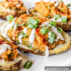 Final Buffalo Chicken Twice Baked Potato, showing the golden exterior and rich filling.