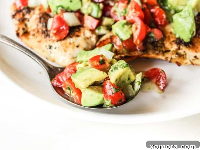 Fiesta Chicken with Avocado Salsa 5 Avocado Salsa Chicken served with a variety of colorful side dishes