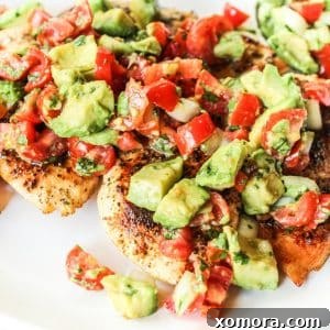 Avocado Salsa Chicken Recipe Card Image