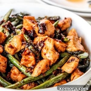Chipotle Chicken with Green Beans dish, presented beautifully