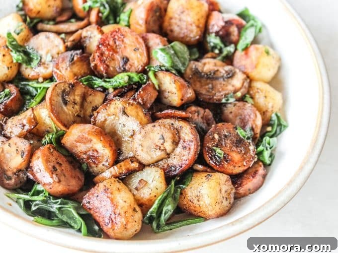 Comforting Sausage and Mushroom Cauliflower Gnocchi 3 Close-up of crispy cauliflower gnocchi