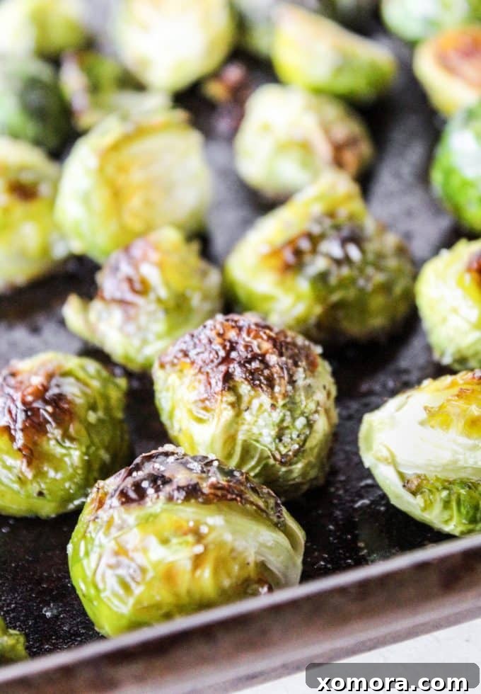 Crispy Caramelized Brussels Sprouts 3 Fresh Brussels sprouts, olive oil, salt, and pepper laid out as ingredients for the simple roasting recipe.