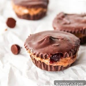 Easy Chocolate Almond Butter and Jelly Cups - featured image
