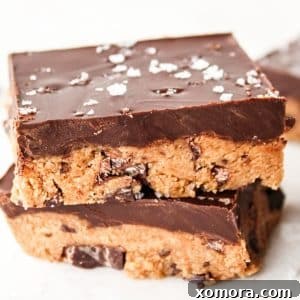 Delicious Grain-Free, Egg-Free Cookie Dough Bars with rich chocolate topping