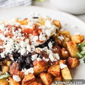 Potato Huevos Rancheros finished dish