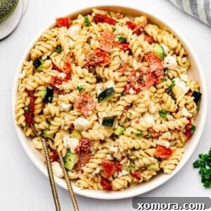 Make Ahead Italian Pasta Salad with fresh basil