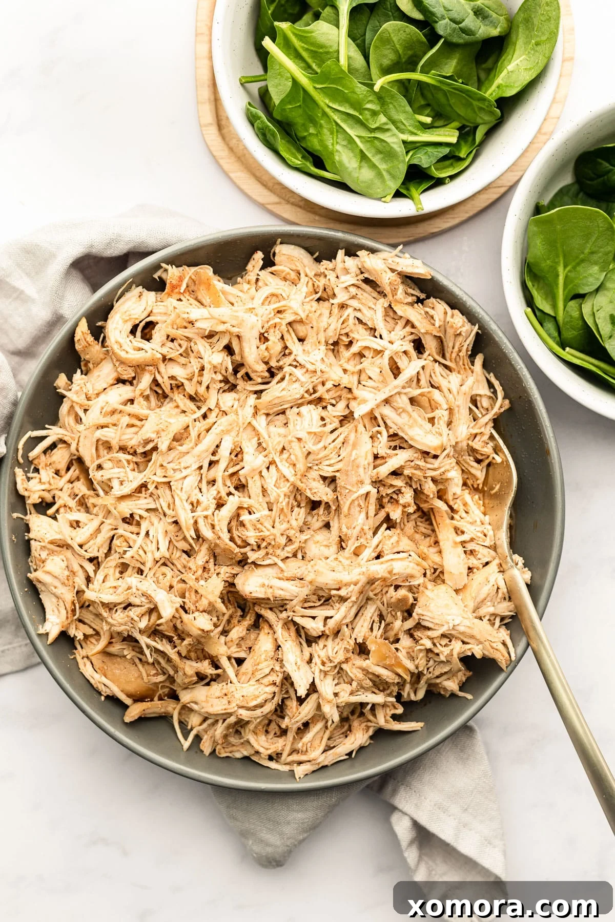 Effortless Slow Cooker Pulled Chicken 3 Slow cooker shredded chicken in a bowl