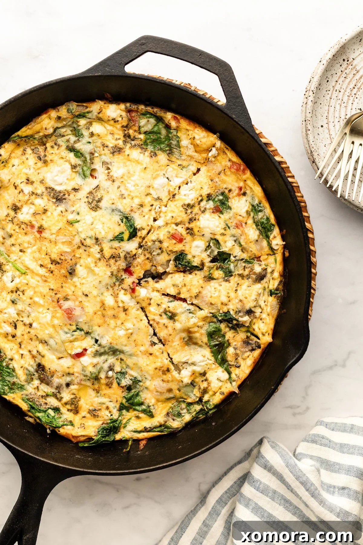 Delicious Vegetable Frittata with Two Cheeses and Fresh Herbs