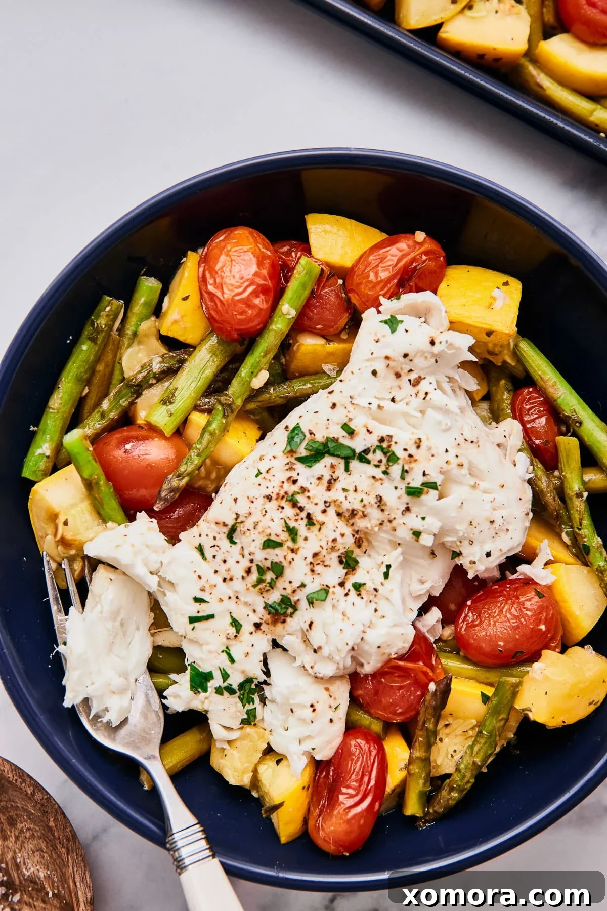 Sheet Pan Halibut and Roasted Vegetables 7 Serving Baked Halibut with a side salad