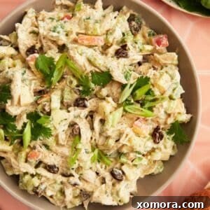 Healthy Curry Chicken Salad with Greek Yogurt - Recipe Card Image