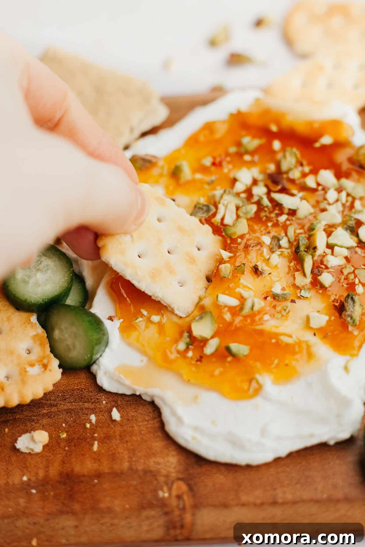 Apricot Goat Cheese Spread ready to be served