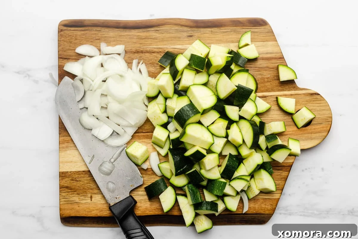Flavorful Ground Chicken Zucchini Stir-Fry 3 Ground Chicken and Zucchini Stir Fry with fresh ingredients visible, ready to be tossed.