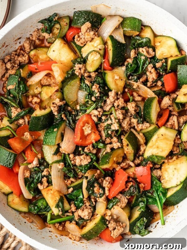 Easy Turkey and Zucchini Skillet, a colorful one-pan meal