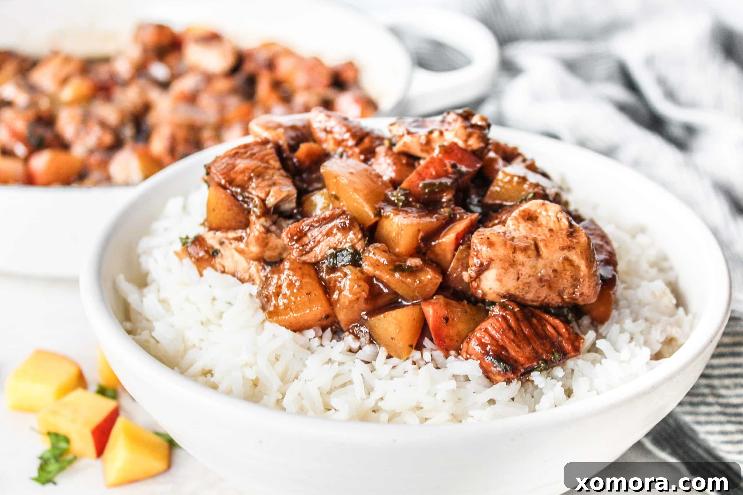 Balsamic Peach Skillet Chicken, vibrant with peaches.