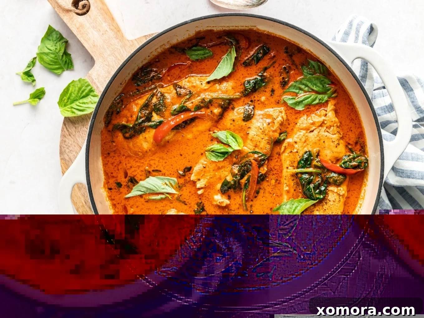 Sautéed Chicken in Creamy Red Pepper Sauce, rich and colorful.