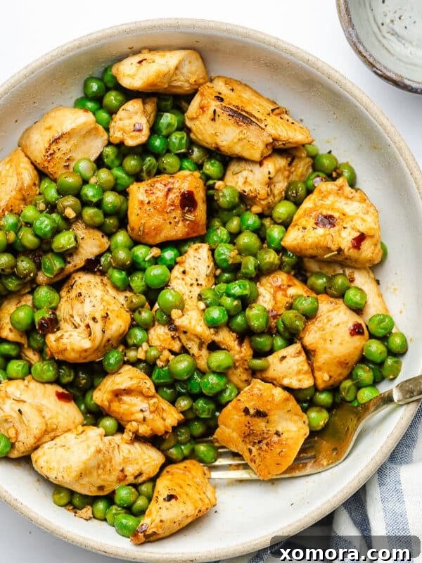 15-Minute Italian Chicken and Peas, a quick and delicious meal.