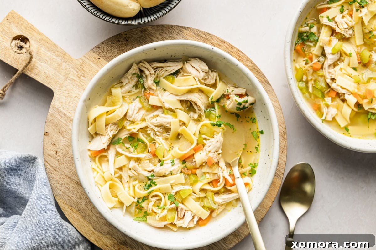 Classic Chicken Noodle Soup, a comforting bowl of warmth.