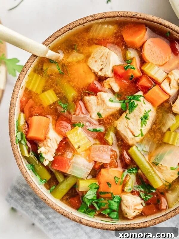 Instant Pot Chicken and Vegetable Soup, a quick and healthy meal.