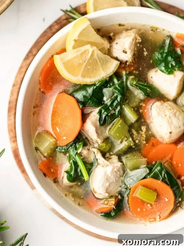 30 Minute Low Carb Lemon Chicken Soup, bright and flavorful.