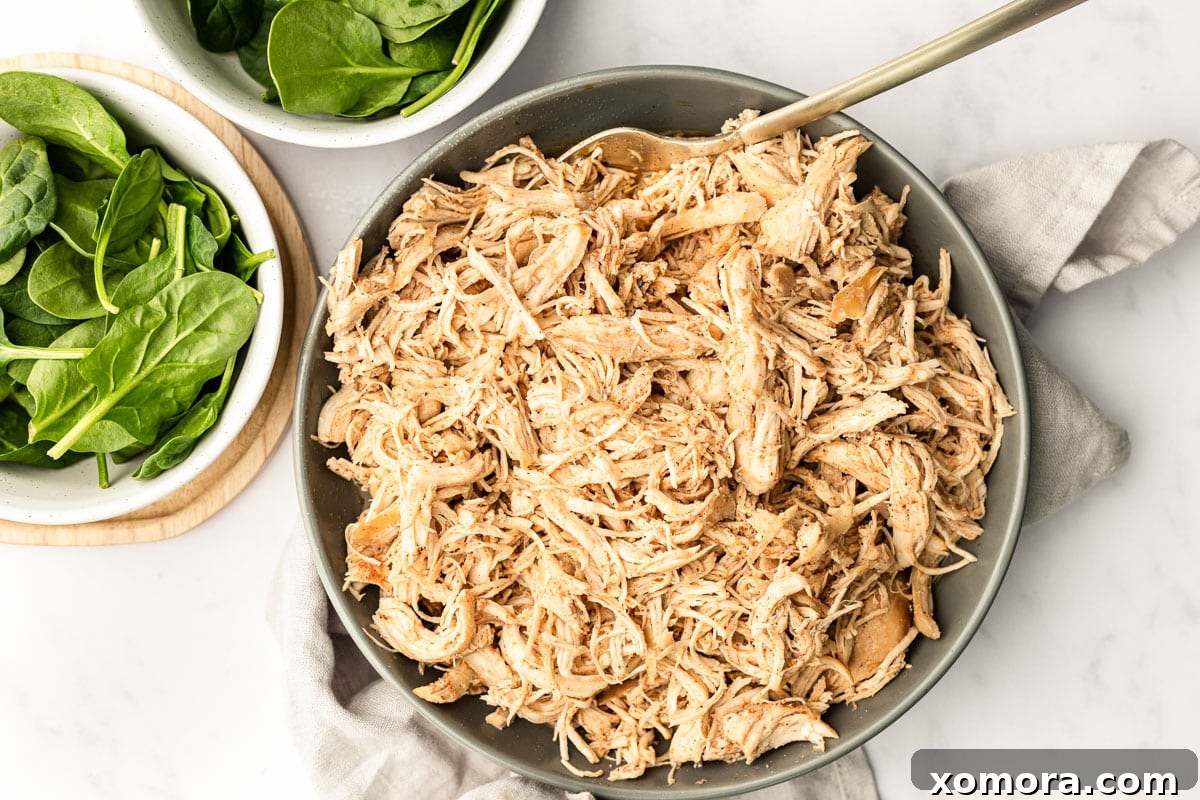 Easy Slow Cooker Shredded Chicken, versatile and simple.