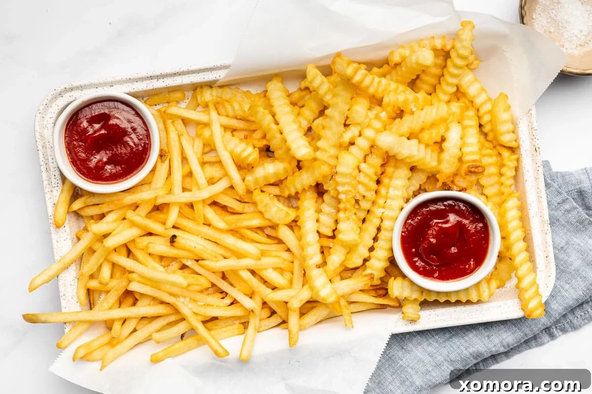 Perfectly Crispy Air Fryer Frozen Fries 5 Air Fryer Frozen French Fries with dipping sauces