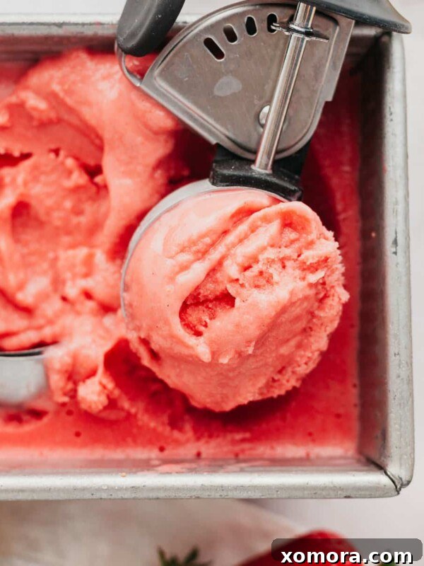 Healthy Strawberry Lemon Frozen Yogurt in a bowl with fresh berries.