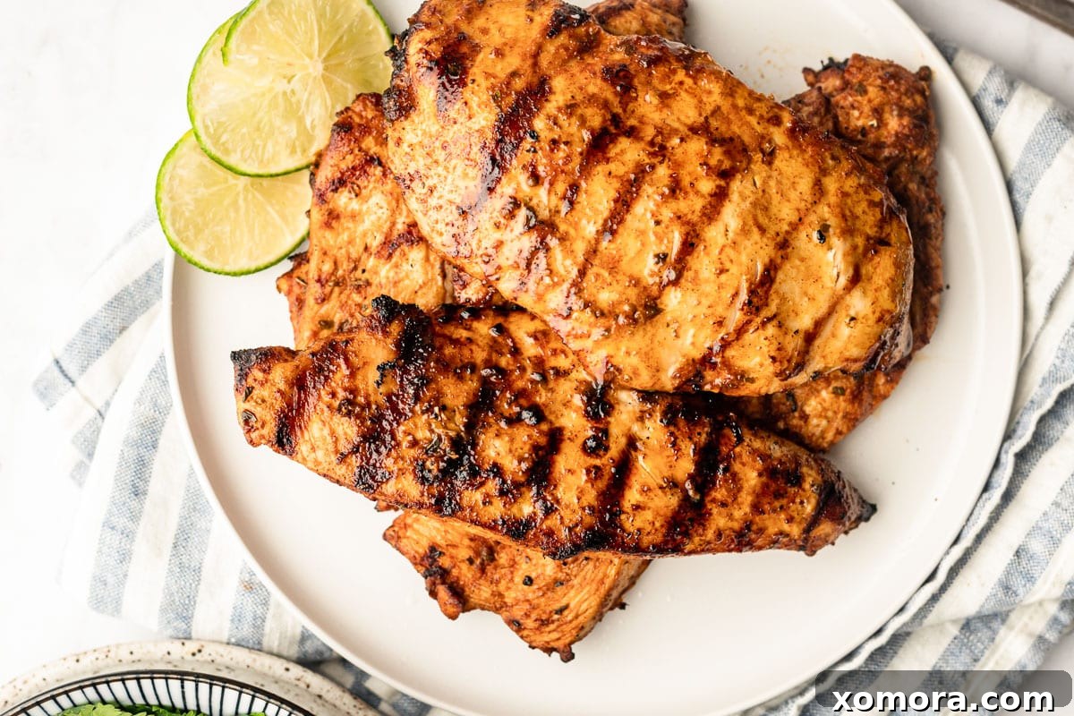 Grilled Fajita Chicken slices with bell peppers and onions.