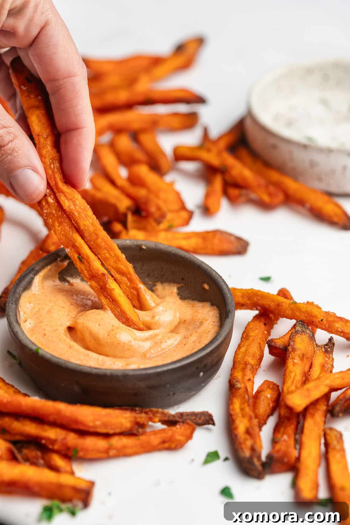 Perfect Air Fryer Sweet Potato Fries 5 Finished crispy air fryer sweet potato fries
