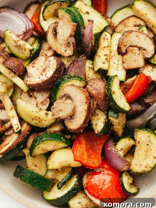 Assorted Air Fryer Vegetables, perfectly cooked with a slight char.