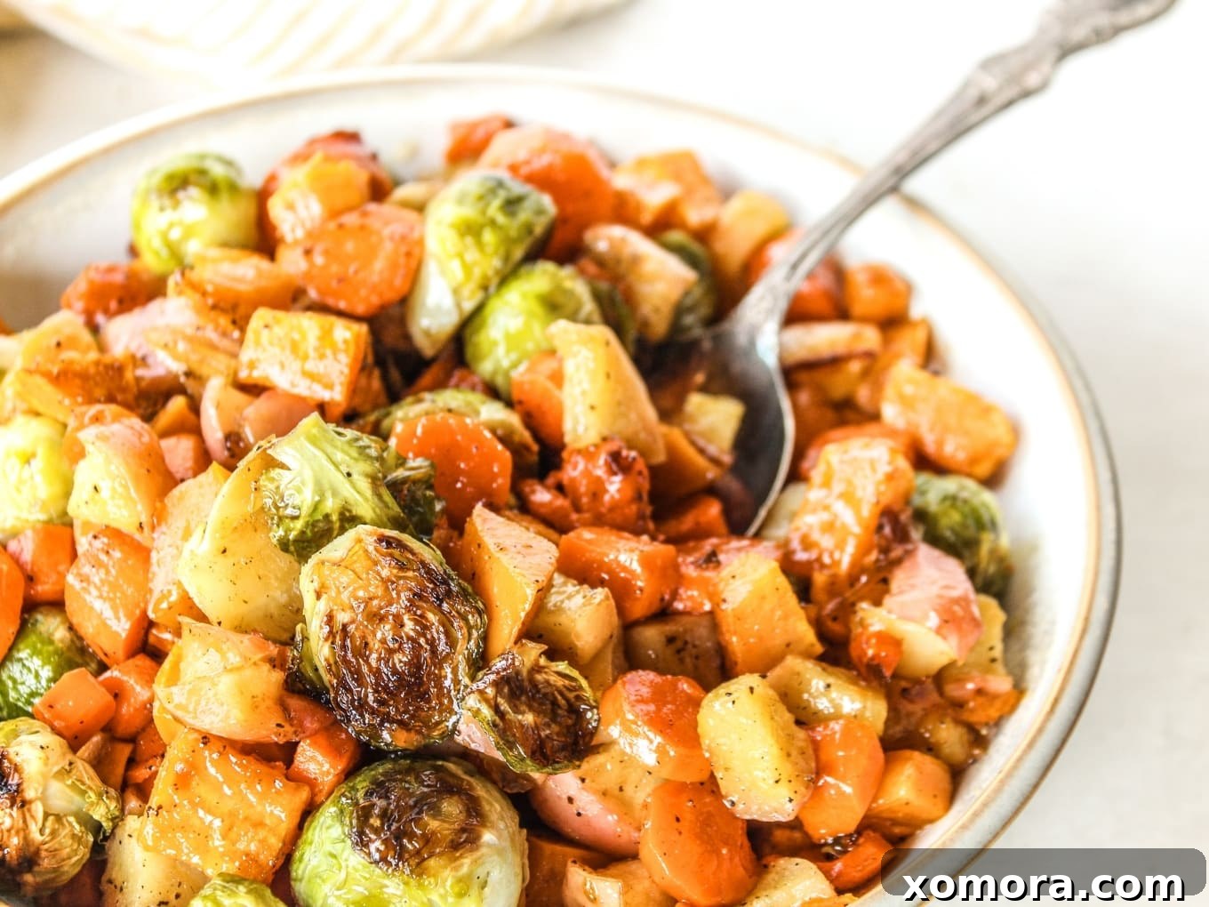 Maple Roasted Veggies, lightly glazed and tender.