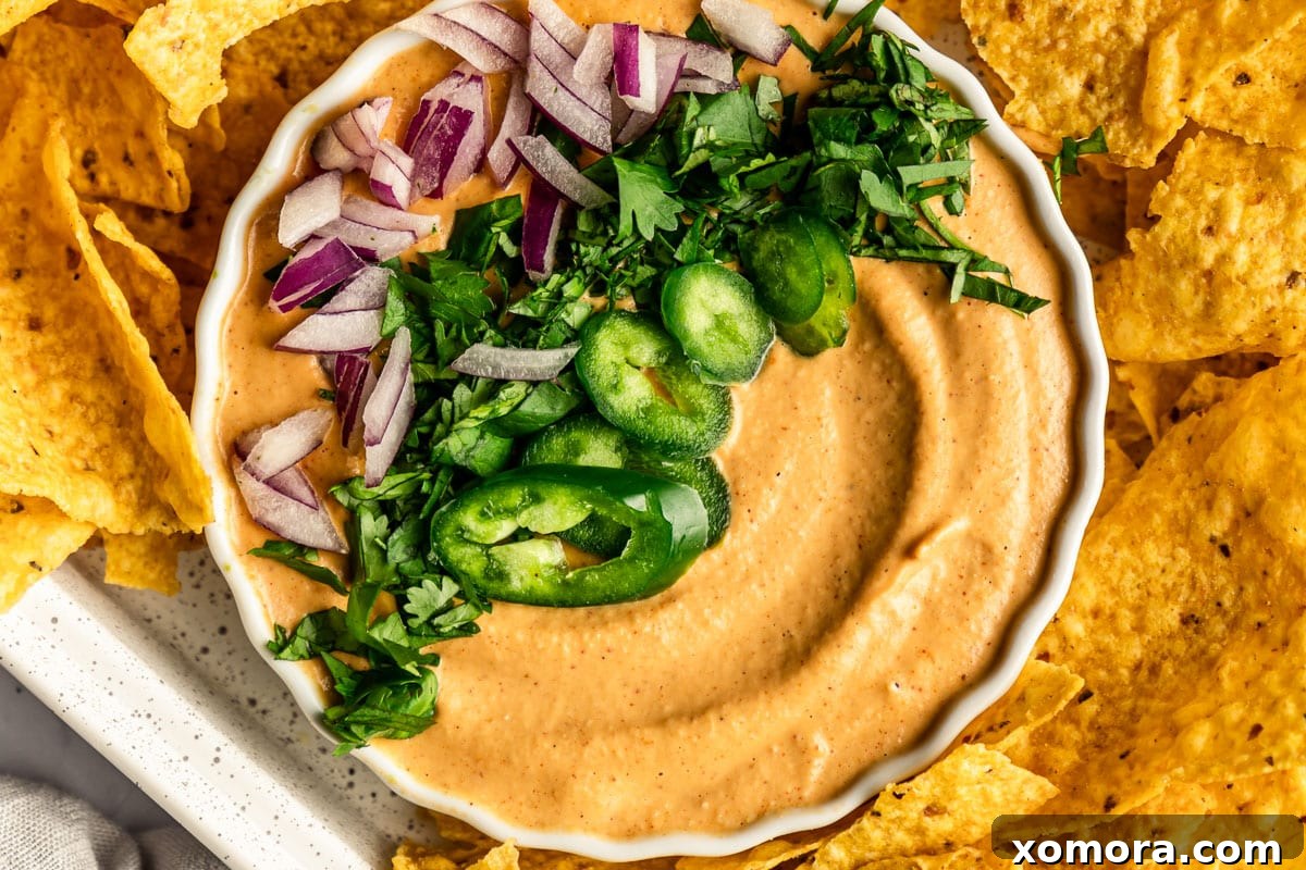 Dairy Free Cashew Queso, creamy and inviting.