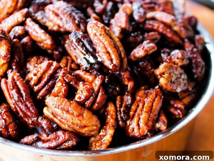 Sticky Candied Pecans, glazed and irresistible.