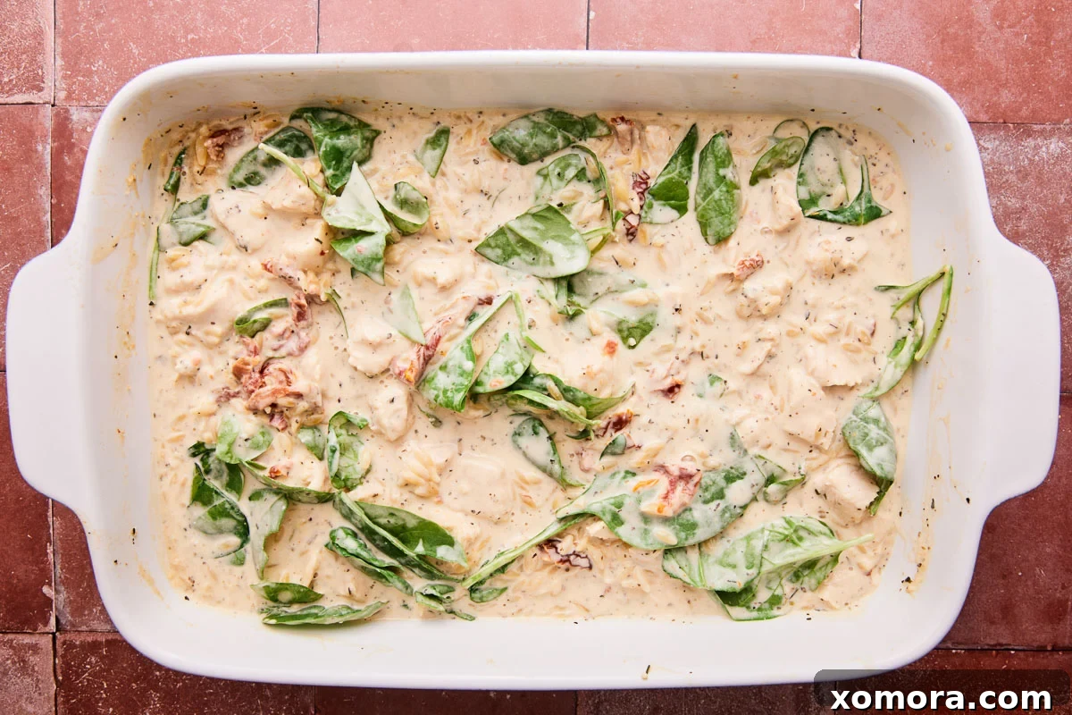 Dreamy Chicken Orzo Casserole 4 Ingredients for creamy chicken orzo bake laid out on a counter.
