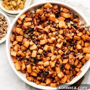 Cinnamon Raisin Diced Sweet Potatoes in a serving bowl