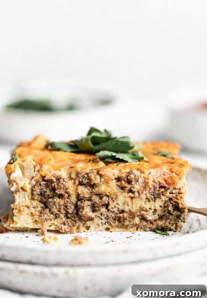 Southwest Dairy-Free Breakfast Taco Bake 3 Ground beef and diced onion browning in a pan
