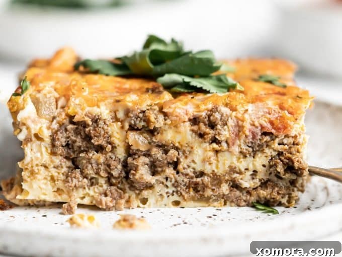Southwest Dairy-Free Breakfast Taco Bake 5 A slice of Dairy-Free Taco Breakfast Casserole with toppings