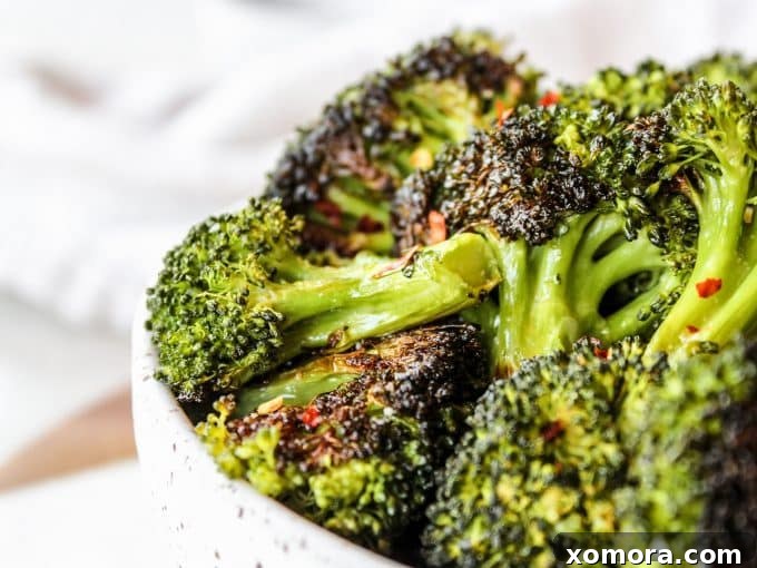 Fiery Roasted Broccoli 4 Roasted broccoli in a serving bowl
