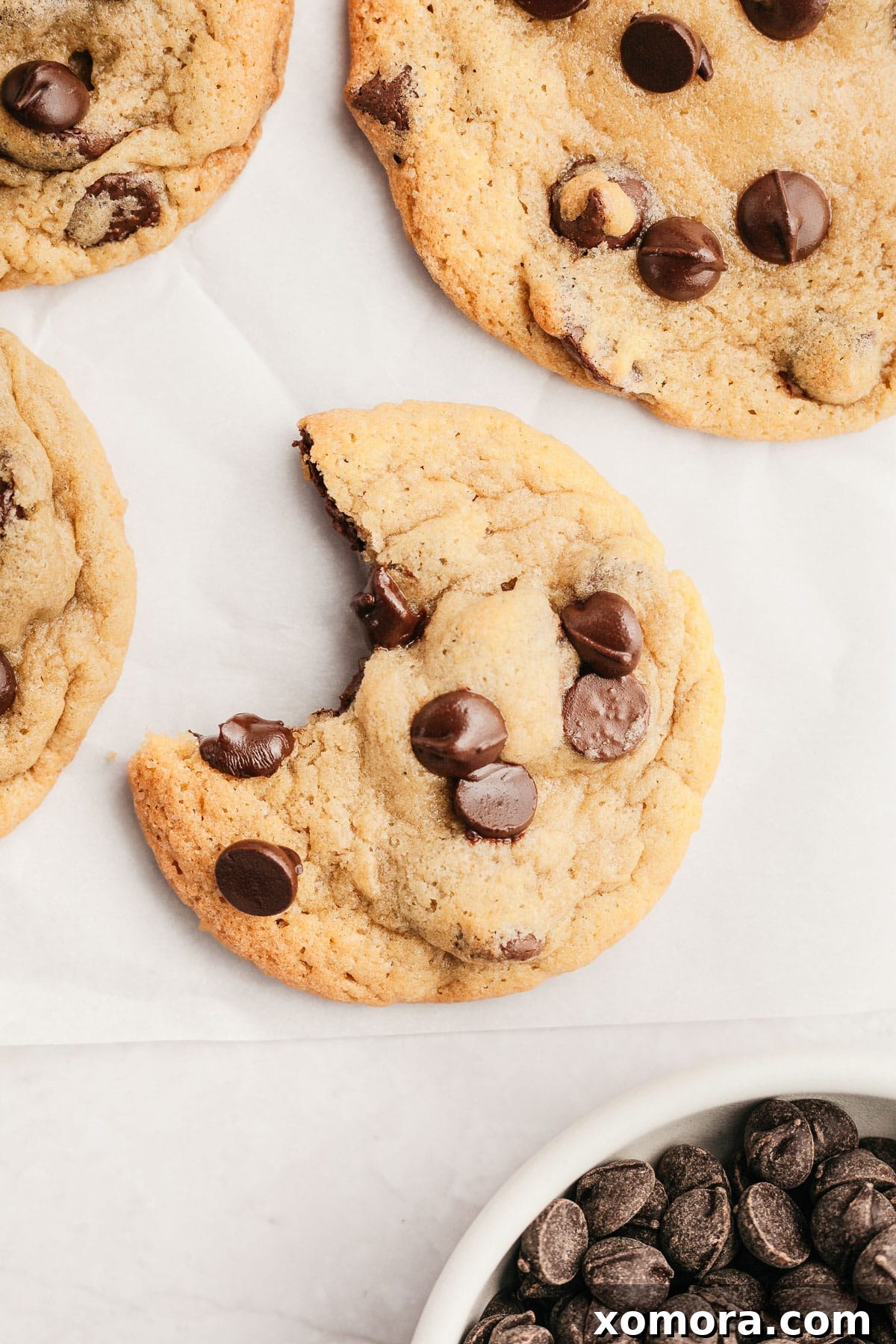Plant-Based Chocolate Chip Bliss 2 Freshly baked dairy-free chocolate chip cookies on a cooling rack.
