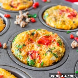 Savory Turkey Pizza Egg Cups 4 Close-up of Turkey Pizza Egg Muffins