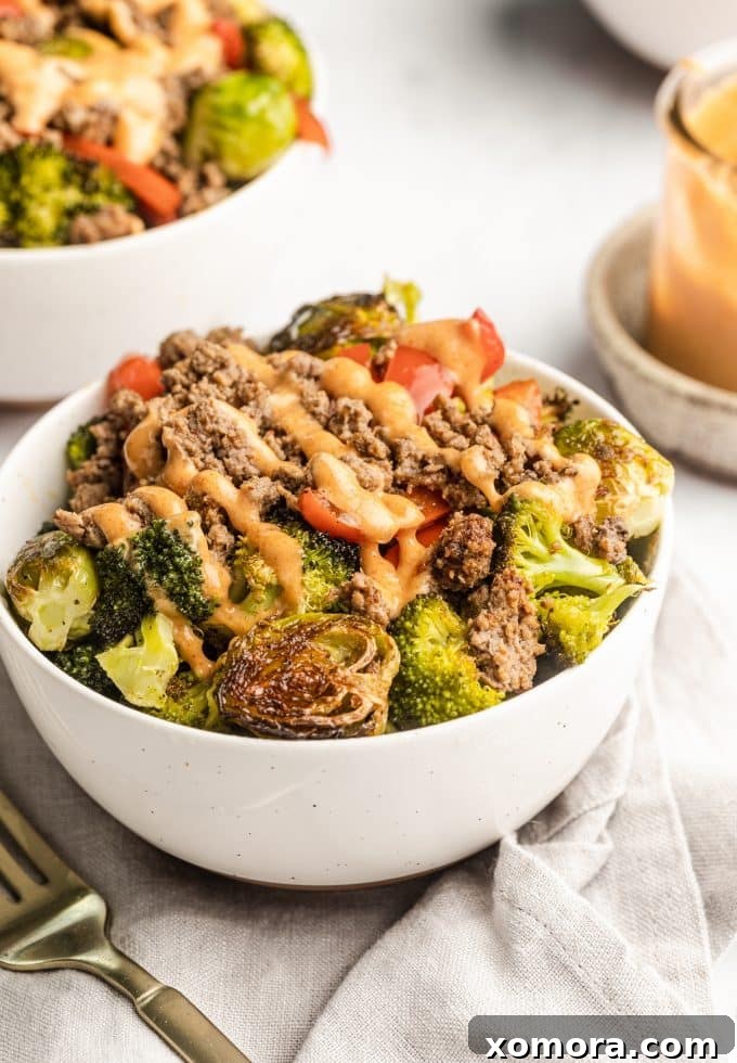 Savory Beef and Vegetable Bowls with Tangy Comeback Sauce 2 Beef and Veggie Bowl with Comeback Sauce