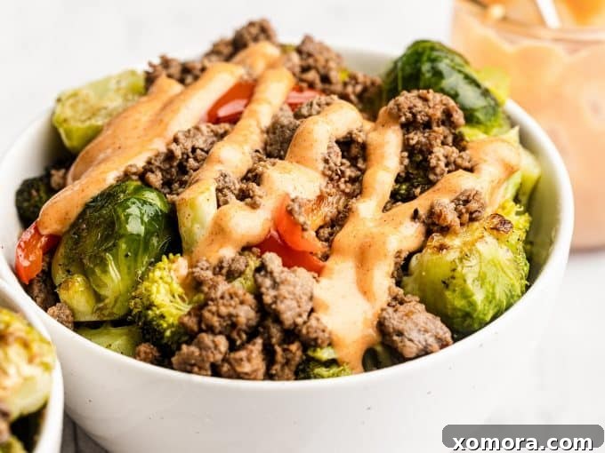 Savory Beef and Vegetable Bowls with Tangy Comeback Sauce 3 Ingredients for Beef and Veggie Bowls
