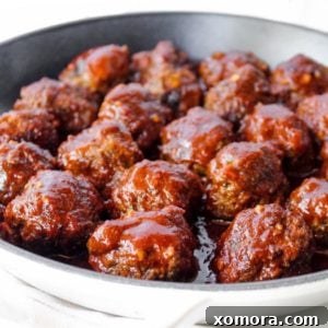 Barbecue Meatballs in a bowl, ready to serve.