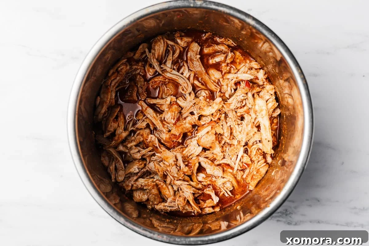Effortless Instant Pot Shredded Salsa Chicken 4 Raw chicken breasts, salsa, and seasonings laid out on a counter, ready for the Instant Pot.