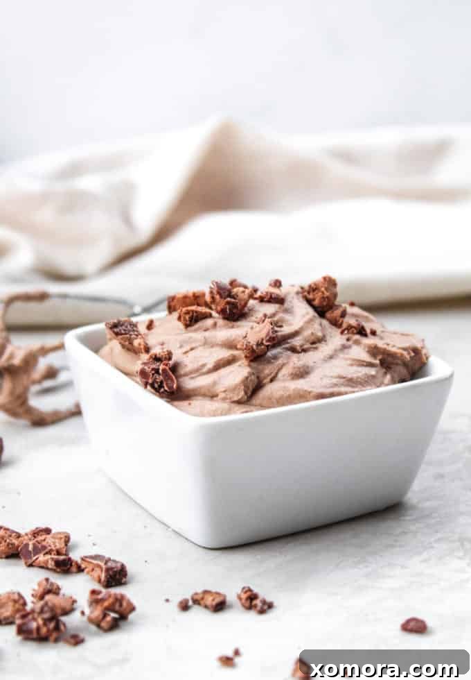 Velvety Vegan Mocha Cloud 2 Creamy Dairy-Free Chocolate Espresso Mousse served in a clear glass