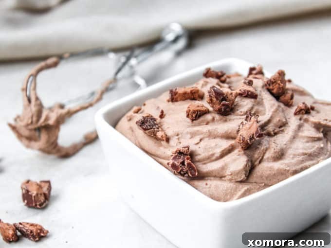 Velvety Vegan Mocha Cloud 4 Close-up of Dairy-Free Chocolate Espresso Mousse, showing its smooth texture
