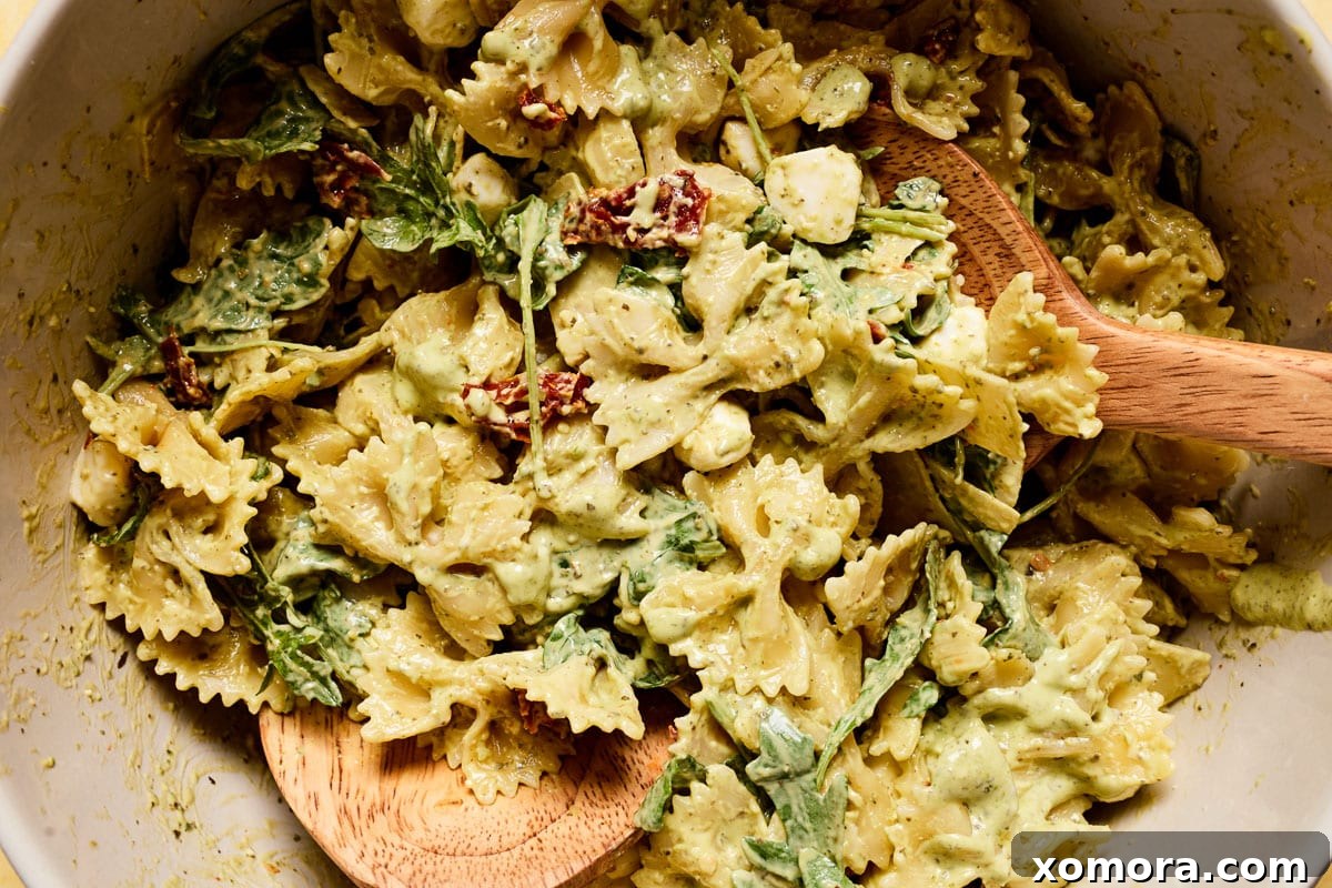Make-Ahead Creamy Pesto Pasta Salad 6 Pesto pasta salad ready to serve